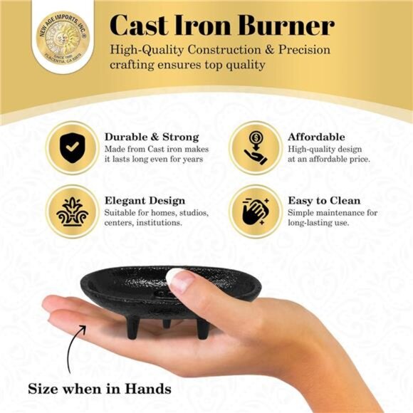 Cast Iron Incense Burner 4" L 2" H, Ideal for smudging, Incense Burning - Picture 4 of 8